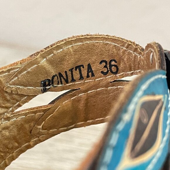 Spring Step L'artiste Bonita Sandals 6 Platform Wedge Dragonfly Leather Colorful - Picture 11 of 11